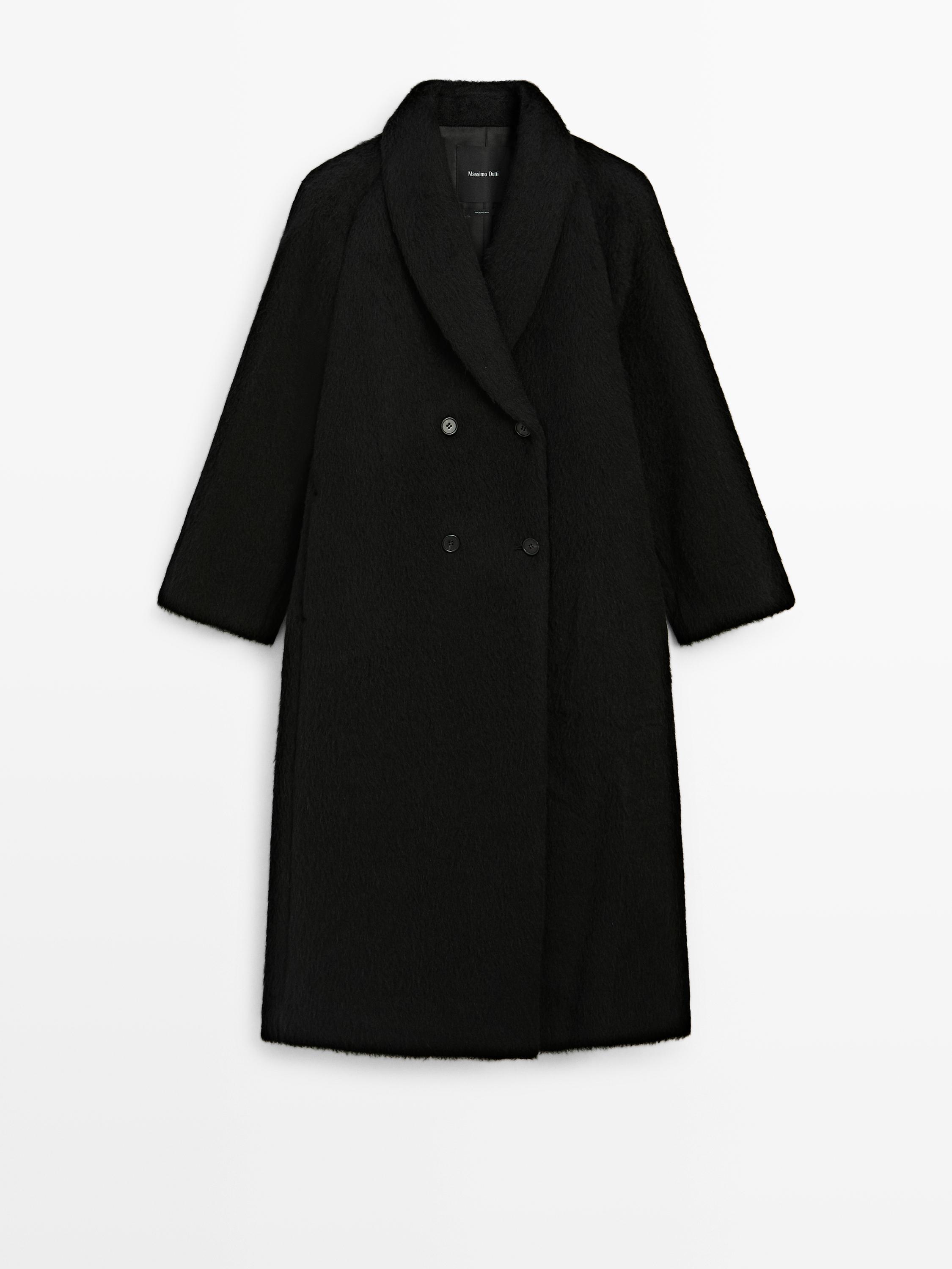 Long alpaca and wool coat